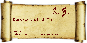 Kupecz Zoltán névjegykártya
